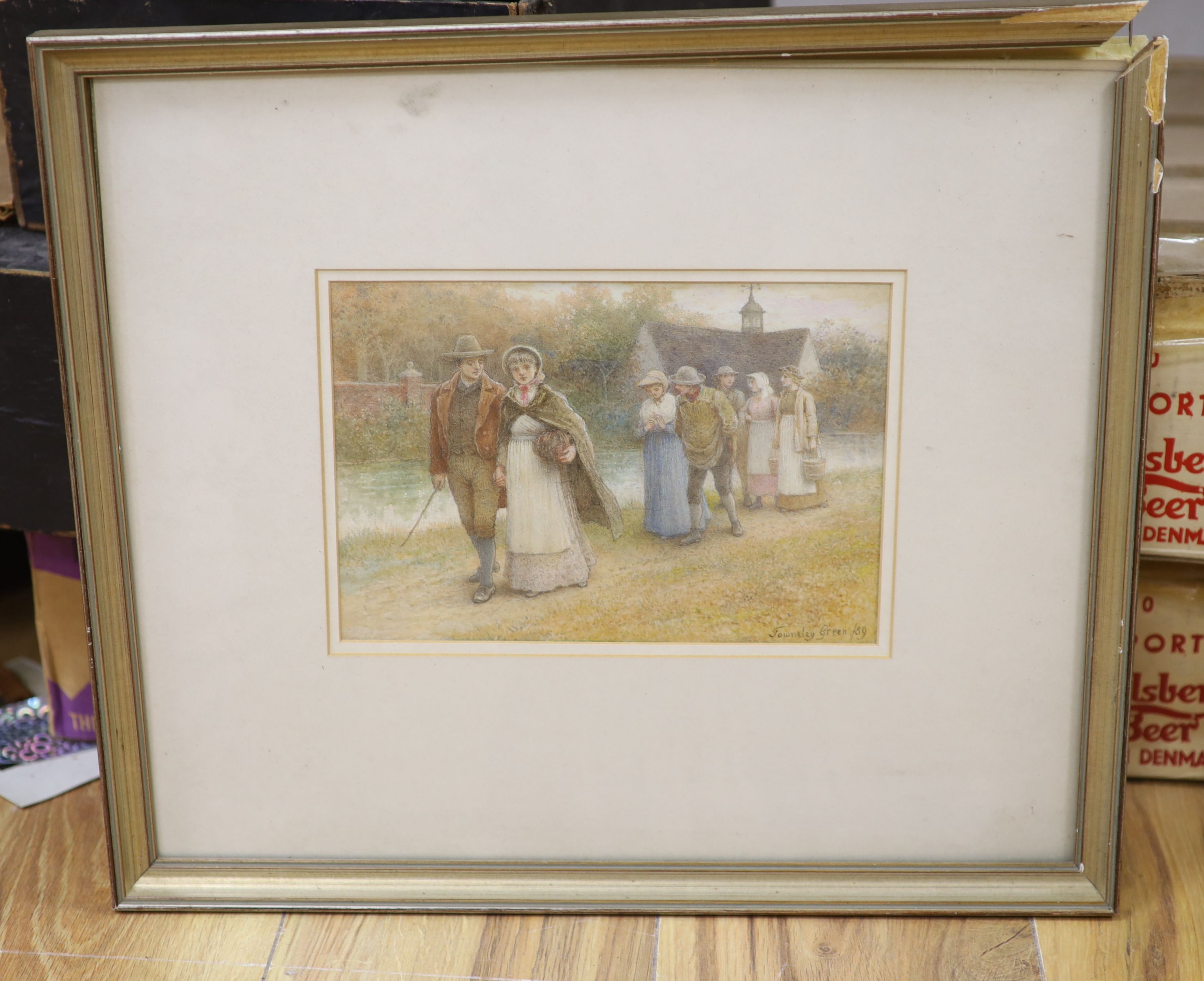 Henry Townley Green (1836-1899), watercolour, 'Return from church', signed and dated '89, 15 x 22cm